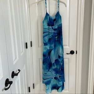 Long, flowing yet fitted vacation dress